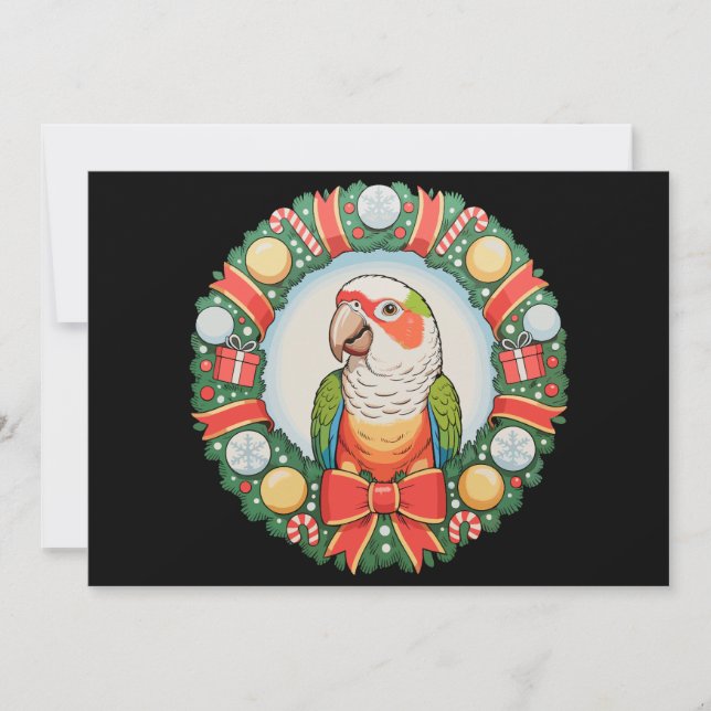 Papegoja julkrans Grön kind Conure jul Julkort (Framsida)