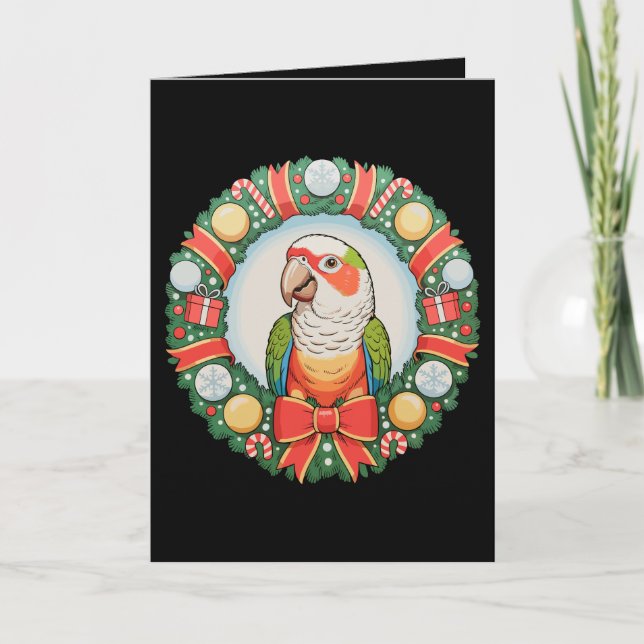 Papegoja julkrans Grön kind Conure jul Kort (Framsida)