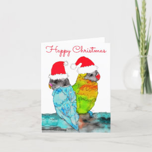 Papegoja Kärleksfåglar Glad Jul Semesterkort Helgkort