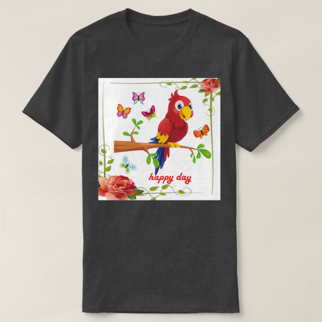 papegoja lycklig t shirt (Design framsida)