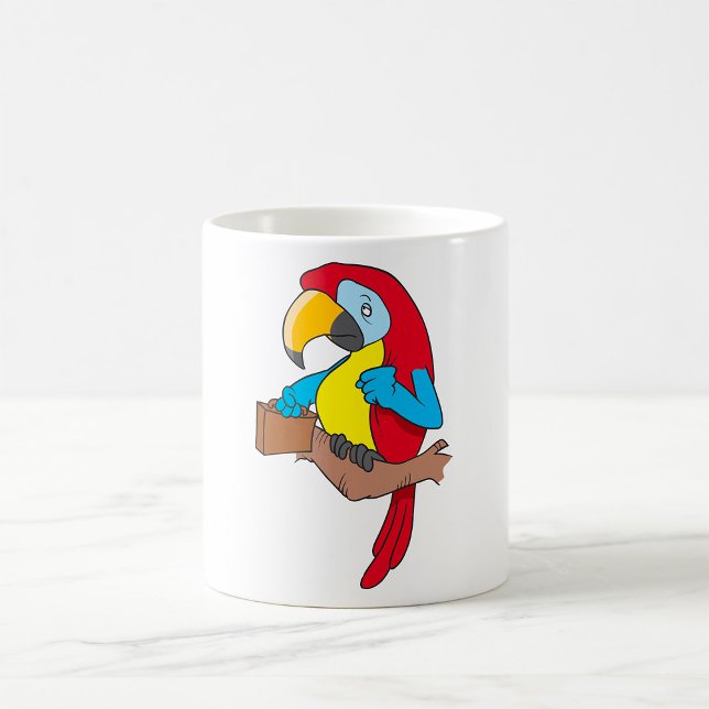 Papegoja med portfölj kaffemugg (Skapare uppladdad)