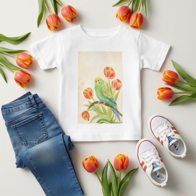 Papegoja med Tulpaner Exotiska Husdjur T Shirt (Skapare uppladdad)