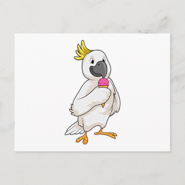 Papegoja med våffelglass vykort (Framsida)