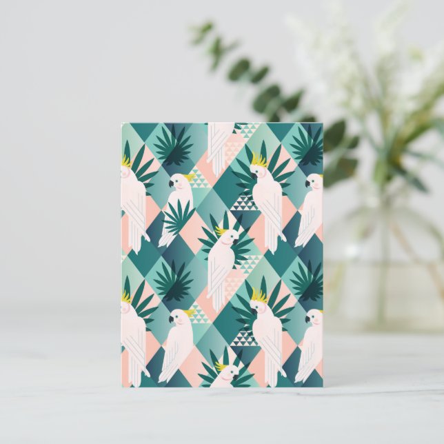 Papegoja på Palm 1 Vykort (Stående Fram)