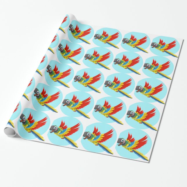 papegoja presentpapper (Utrullad)