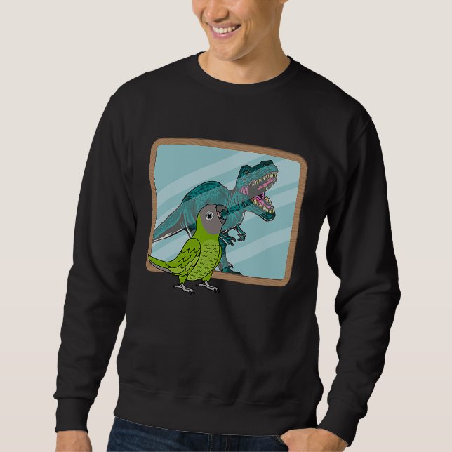 Papegoja & Rex Reflektion I Gråhuvad Conure Lång Ärmad Tröja (Framsida)