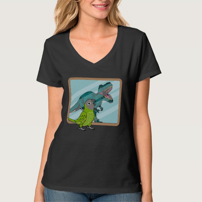 Papegoja & Rex Reflektion I Gråhuvad conure T Shirt (Framsida)