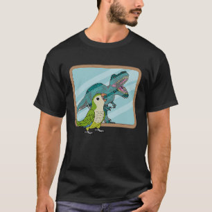 Papegoja & Rex Reflektion I Grön Munk Vråk T Shirt