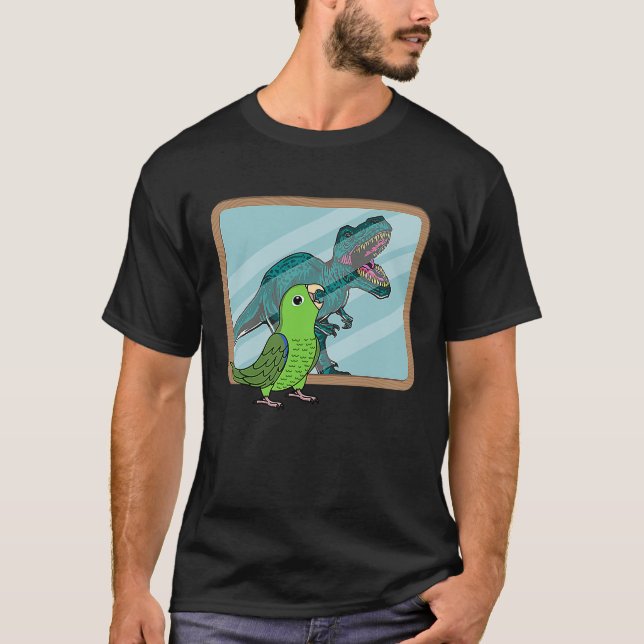 Papegoja & Rex Reflektion I Grön Papegoja T Shirt (Framsida)