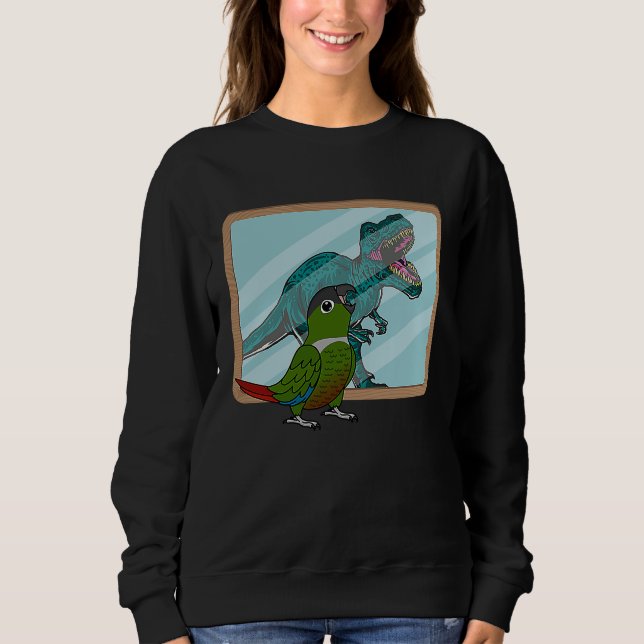Papegoja & Rex-reflektion I Grönkindad Conure T Shirt (Framsida)