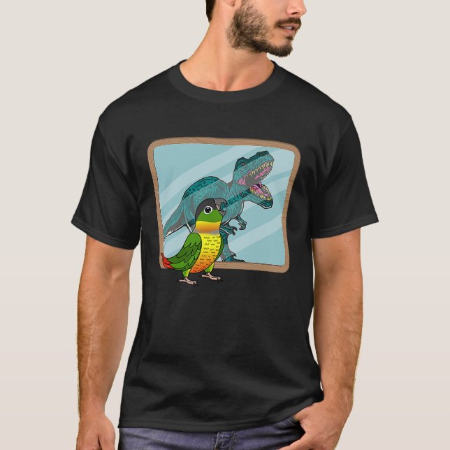 Papegoja & Rex Reflektion I Gul sido Grön Kind T Shirt (Framsida)