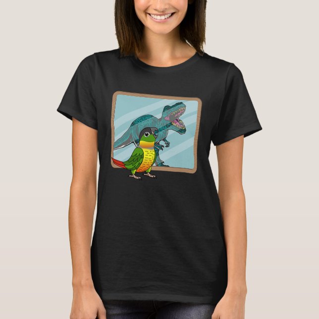 Papegoja & Rex-reflektion I Gul sidor Grön Kind T Shirt (Framsida)