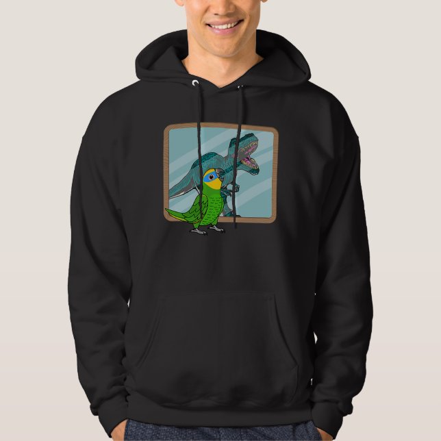 Papegoja & Rex Reflektion I Orangevingad Amazon Hoodie (Framsida)