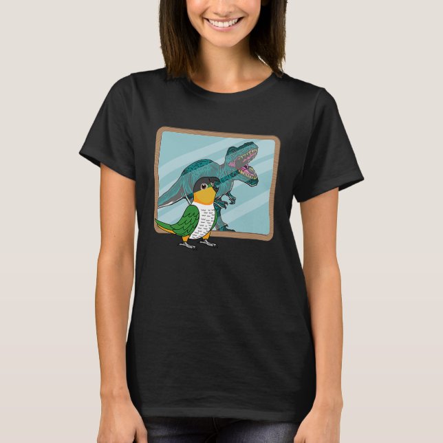 Papegoja & Rex-reflektion I Svart-huvad Caique T Shirt (Framsida)