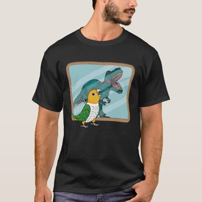 Papegoja & Rex Reflektion I Vitbukad dvärgpapegoja T Shirt (Framsida)