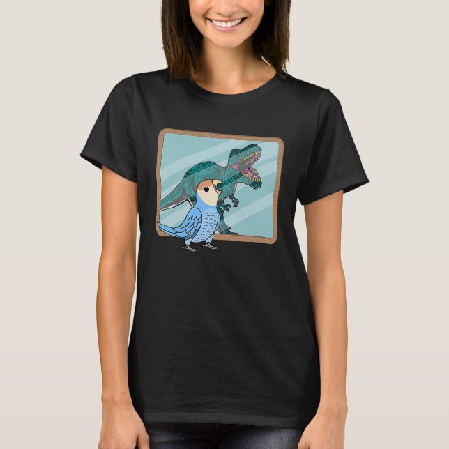 Papegoja & Rex Reflexion I Persikoröd dvärgparakit T Shirt (Framsida)