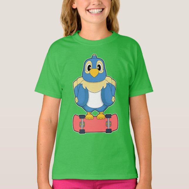 Papegoja Skateboard Skateboard T Shirt (Framsida)