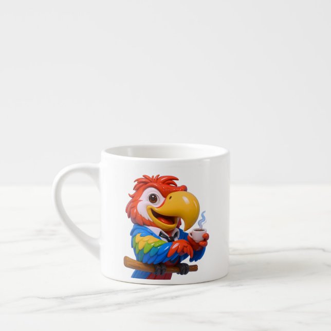 Papegoja som dricker espressomugg (Vänster)