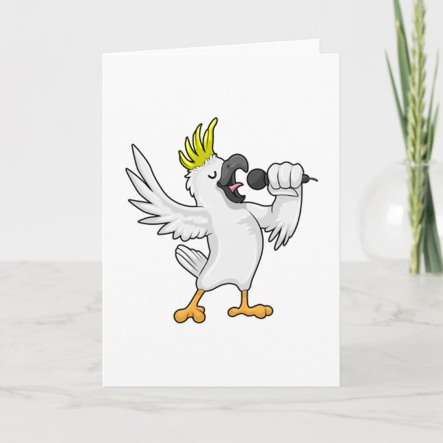 Papegoja som sångerska med mikrofon kort (Framsida)