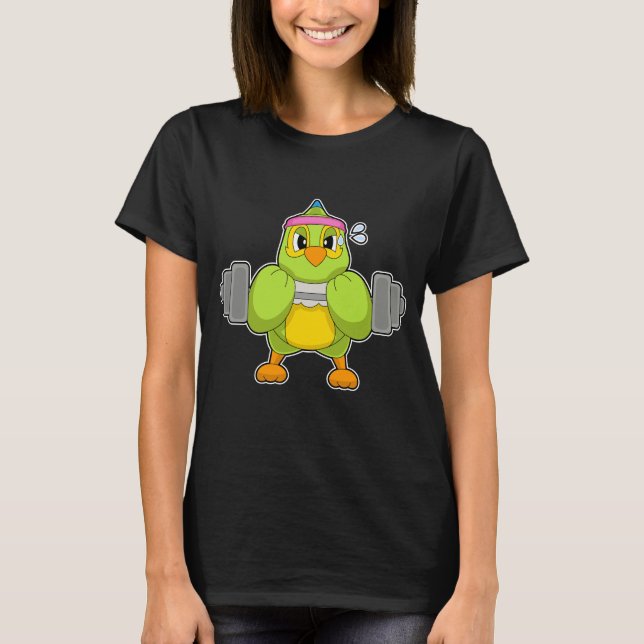 Papegoja Styrketräning Hantel T Shirt (Framsida)
