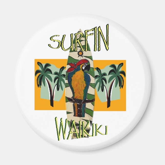 Papegoja surfar magnet (Framsidan)