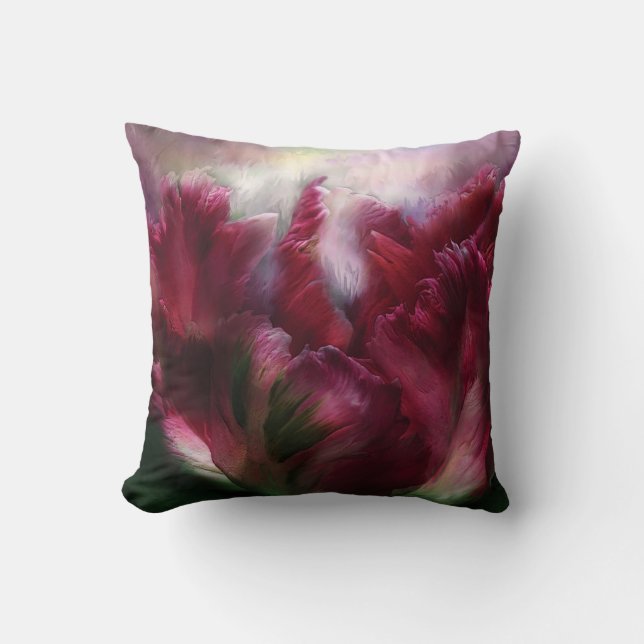 Papegoja Tulpan - Burgunder - Designerkonstkudde Kudde (Framsida)