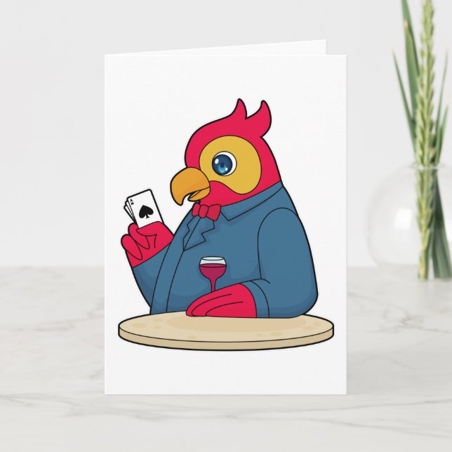 Papegoja vid poker med pokerkort kort (Framsida)