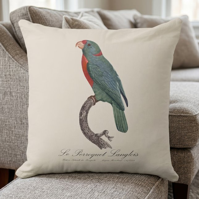Papegojan Langlois av Jacques Barraband Kudde (Le Perroquet Langlois by Jacques Barraband. Throw Pillow)
