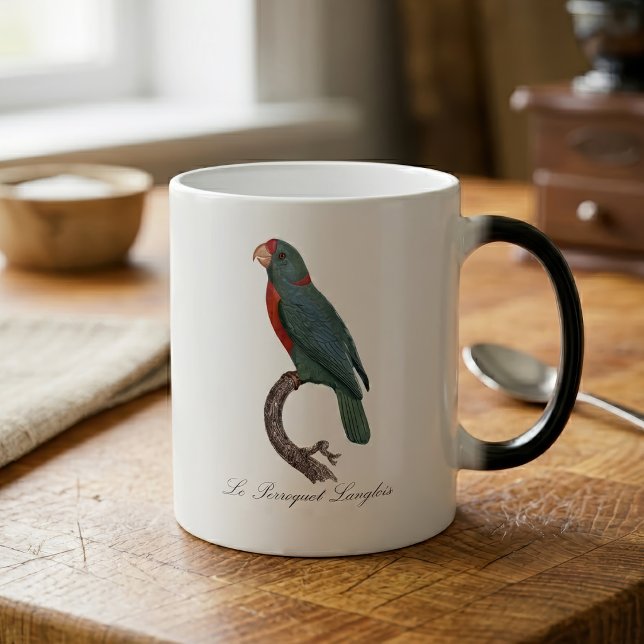 Papegojan Le Perroquet Langlois av Jacques Barraba Magisk Mugg (Le Perroquet Langlois by Jacques Barraband. Color Morph Mug)