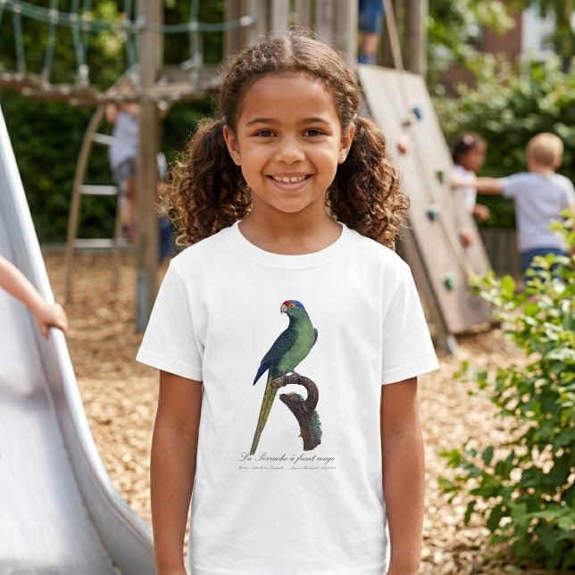 Papegojan med röd panna t shirt (Orange-Fronted Parakeet, Eupsittula Canicularis. Girl Basic White T-Shirt)