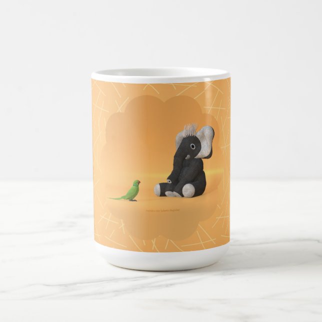 Papegojan möter ett fullspäckat elefantkaffe mugg (Center)