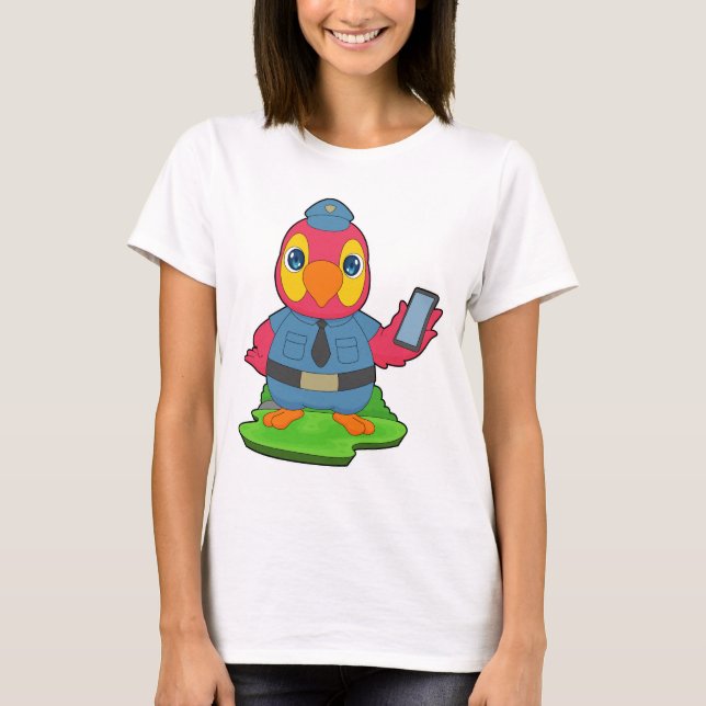Papegojcop Smartphone Polis T Shirt (Framsida)