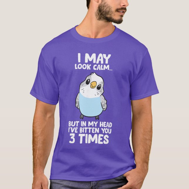 Papegojfågel i mitt huvud har bitit dig 3 gånger k t shirt (Framsida)