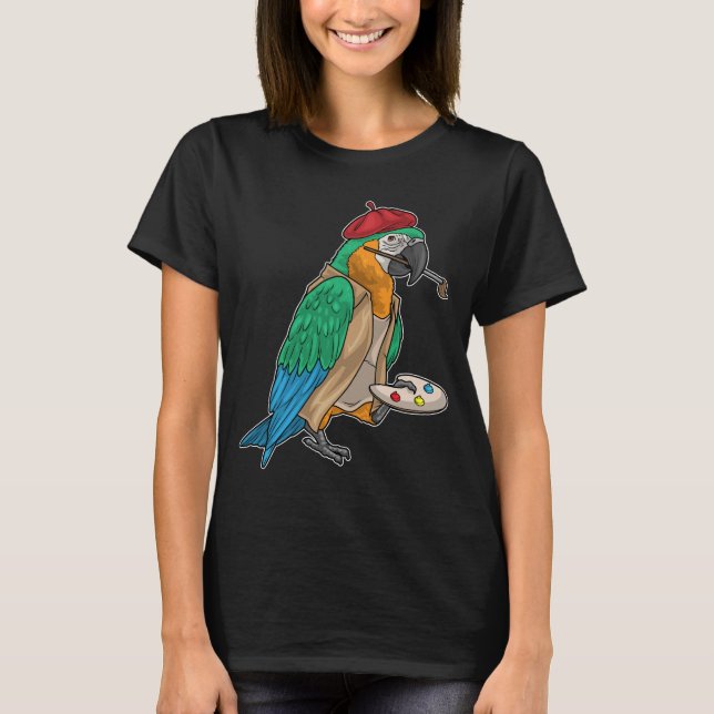 Papegojmålare Penseld målningsduk T Shirt (Framsida)