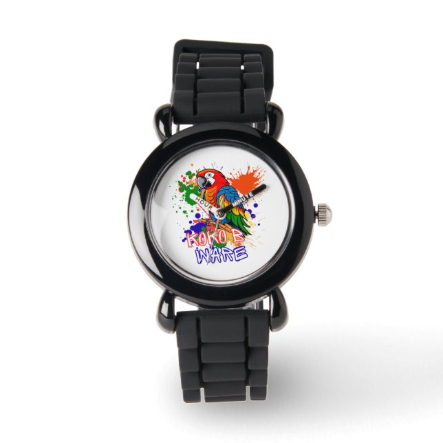 Papegojor är färgglada armbandsur (Framsida)