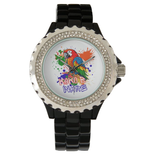 Papegojor är färgglada armbandsur (Framsida)