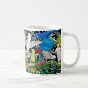 Papegojor av världsmuggen kaffemugg