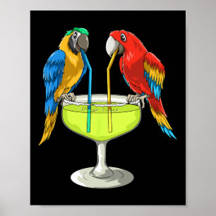 Papegojor dricker Margarita Hawaiiansk semester St Poster