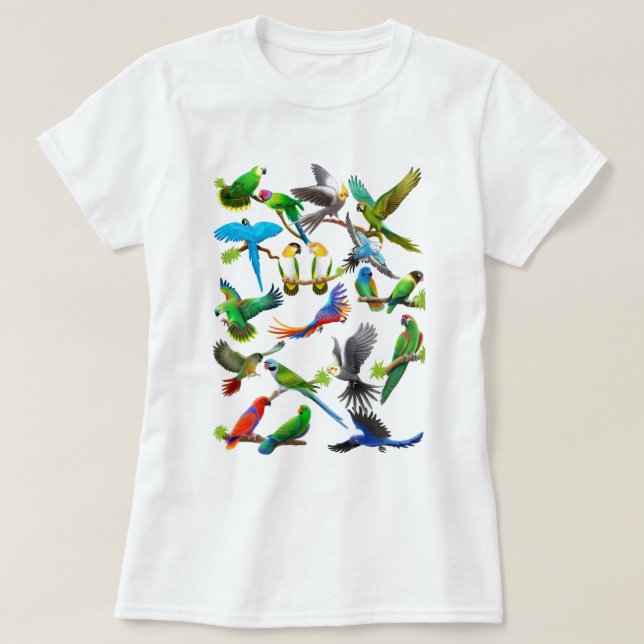 Papegojor Galore Tee Shirt (Design framsida)