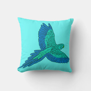 Papegojor i Flight, Aqua och Cobalt Blue Kudde