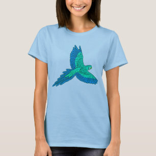 Papegojor i Flight, Aqua och Cobalt Blue T Shirt