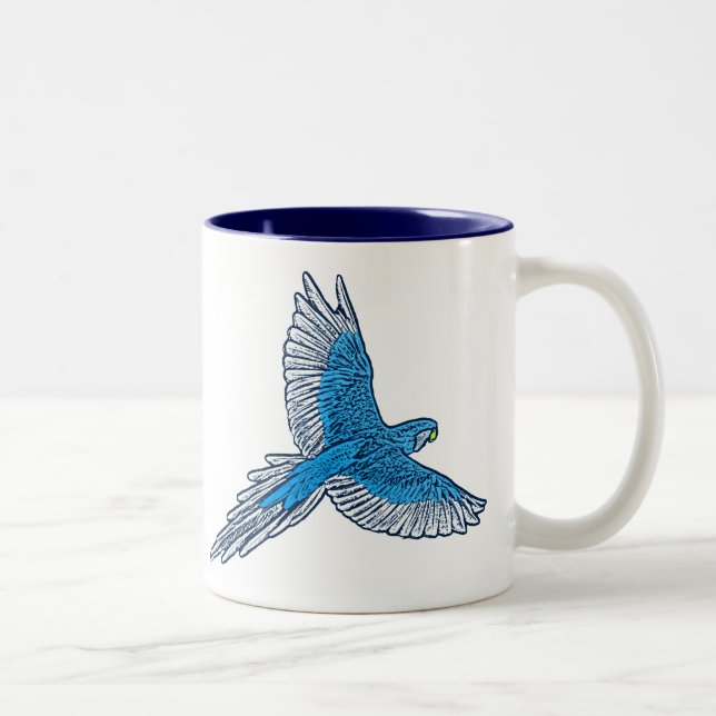 Papegojor i flyg, Cobalt Blue och Navy Två-Tonad Mugg (Höger)