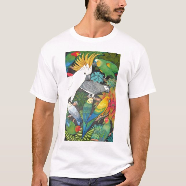 Papegojor och Bromeliads T skjorta T-shirt (Framsida)