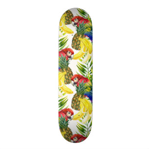 Papegojor och tropisk frukt mini skateboard bräda 18,5 cm
