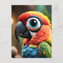 Papegojor på jungle Anime, vykort för postkorsning