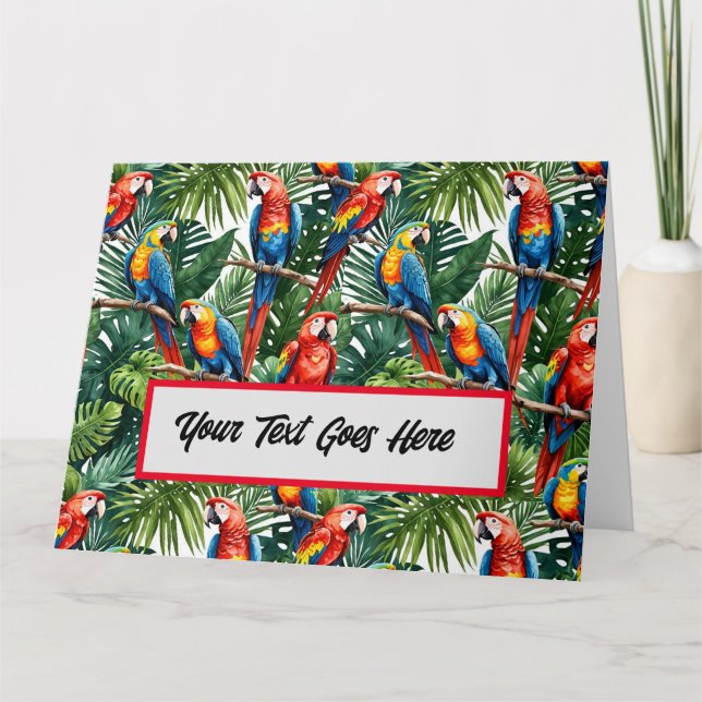 papegojor tropisk macaw fågel gratulationskort red kort (Framsida)
