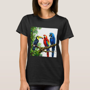 Papegojor tropiska fåglar hawaii strandfest sommar t shirt