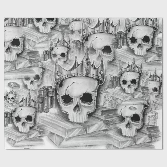 Papel de Embrulho, Rolo 76cm x 180 cm caveira Presentpapper (Platt)