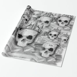 Papel de Embrulho, Rolo 76cm x 180 cm caveira Presentpapper