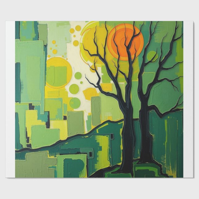 Papel de Presente com paisagem verde Presentpapper (Platt)